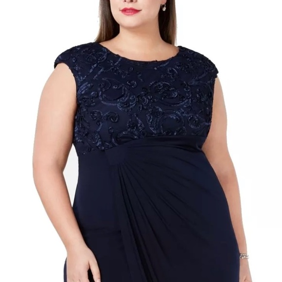Women’s Formal Dress Plus Sizes 14W 18W 22W Navy Blue Connected Apparel Evening - Picture 5 of 5